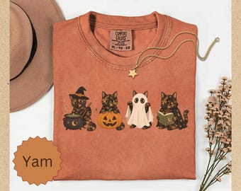 Comfort Colors® Halloween Tortoiseshell Cat Shirt, Cute Tortie Cat Shirt, Spooky Tortie Cat Tee, Tortie Halloween Tshirt, Torbie Cat Shirt