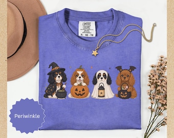 Comfort Colors® Cavalier King Halloween Tshirt, Cute Cavalier Dog Shirt, Cavalier Lover Gift, Spooky Spaniel Tee, Cavalier Halloween Gift