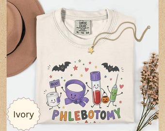 Comfort Colors® Halloween Phlebotomist Shirt, Cute Phlebotomy Shirt, Spooky Healthcare, Licensed Vampire Halloween Tshirt, Blood Specialist
