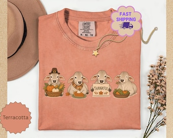 Comfort Colors® Thanksgiving Brahman Cow Shirt, Cute Brahman Cattle Shirt, Brahman Cow Fall Tee, Cow Lover Gift, Brahman Cattle Autumn Shirt