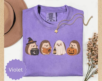 Comfort Colors® Halloween-Igel-Shirt, süßes Igel-Shirt, gruseliges Igel-T-Shirt, Halloween-Igel-T-Shirt, Geschenk für Igel-Fans