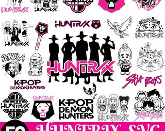 Kpop Demon Hunter Svg  Bundle, Demon Hunters Inspired svg, Sa-ja Boy SVG Png, KPOP Huntrix SVG,Girl Dinner, Cat And Bird Png, Cricut  Files