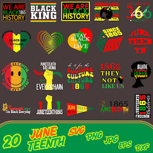 Juneteenth SVG PNG-bundel, Black History Month, viert 1865, we zijn zwarte geschiedenis, Black King Nutrition svg, 1865 svg, vier Juneteenth