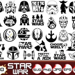 Star Wars Designs SVG, Star Wars Logos, Star Wars Clipart, Star Wars Cut-Dateien, Darth Vader, Yoda svg, Instant Download, mandalorianische Symbole