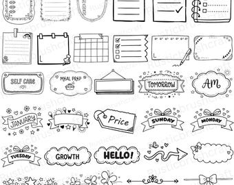 100 Doodle Planner Svg, Planner Clipart, Teacher Planner Illustrations, Digital Stickers, Doodle Sticky Notes, Journal, Dividers. Hand drawn