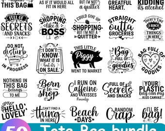 Tote Bag SVG Bundle, Tote Bag Quote svg, Emotional Baggage svg, Retro Tote Bag svg, Market Bag Svg