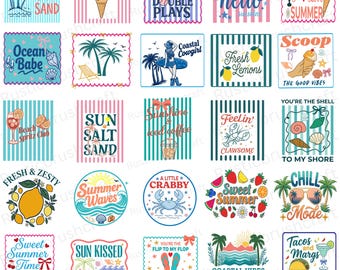 50 Coastal Summer SVG Bundle, Beach Clipart Bundle, Retro Preppy Coquette Graphics, Ocean Beach Vacation Designs, Sardines Lobster Cocktail