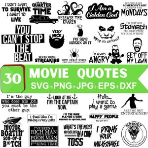 Paquete SVG de citas de películas: frases icónicas y frases pegadizas (archivos digitales)