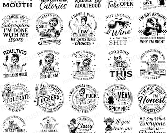 50 Adult Humor Bundle, Adult designs svg, Sweary Quotes svg, Sarcastic bundle svg, Funny adult svg, skeleton svg, Sassy svg,  Cut For Cricut