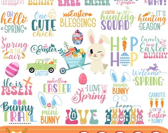 Retro Easter SVG Bundle: Bunny, Quotes, Kids Designs (Digital Files)