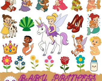 Baby Princess SVG Clipart Bundle: Ariel, Moana (Digital Download)