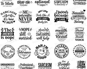 Sarcastic Quotes SVG Bundle, Funny Mom Shirt Design, Funny, Sarcasm, Mom Shirt Png Bundle, Funny Humor Sayings, Sassy Clipart, Adult Saying