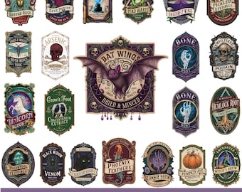 Mystic Potion Labels PNG Bundle: Apothecary Halloween (Digital Download)
