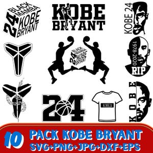 Kobe Bryant SVG Bundle, téléchargement numérique pour Cricut & Silhouette, fer sur les dessins, pack de svg de basket-ball, basket-ball, art de souvenirs sportifs