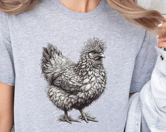 Frizzle Chicken Unisex Jersey Short Sleeve Tee, black and white Casual t shirt, Rare Breed, gift for flock raisers, egg sellers and hatchers