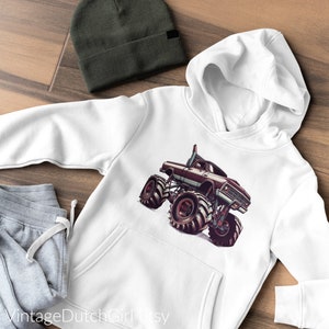 Monster Truck Hoodie, Youth heavy blend hooded Sweatshirt, Automobile loving kid, gift idea from grandparents, daily casual wear children image 1