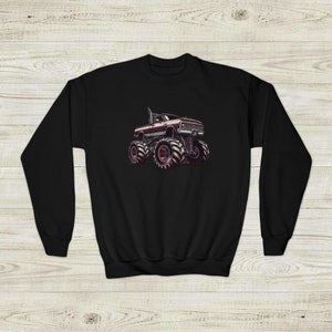 Monster Truck Sweatshirt, Unisex Youth Crewneck, BigFoot loving kid, gift idea from grandparents, daily casual wear children, Youth sizing image 3