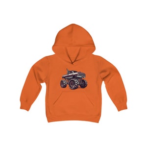 Monster Truck Hoodie, Youth heavy blend hooded Sweatshirt, Automobile loving kid, gift idea from grandparents, daily casual wear children image 6