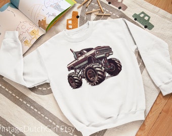 Monster Truck Sweatshirt, Unisex Youth Crewneck, BigFoot loving kid, gift idea from grandparents, daily casual wear children, Youth sizing