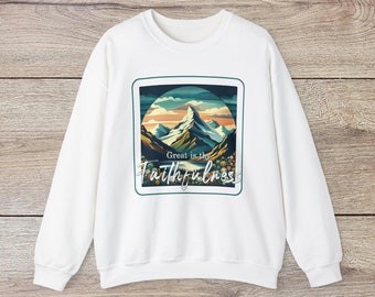 Thy Faithfulness Mountains Unisex Crewneck Sweatshirt