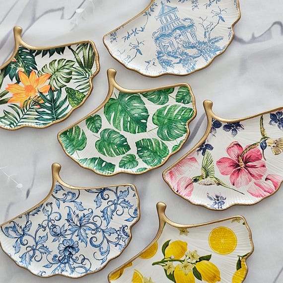 Ginkgo tray Ginkgo leaf tray Ring dish Trinket tray Decorative tray Jewelry dish Catch all tray Key tray Coffee table tray Vanity tray