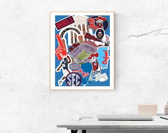 Ole Miss Rebels Football Collage Print – Vaught-Hemingway Stadium (Digital Download)