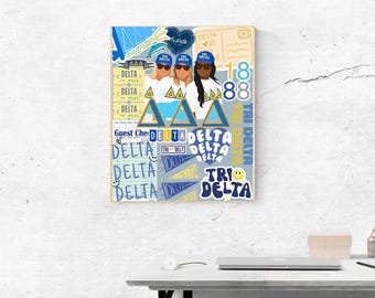 Poster della confraternita Tri Delta – Delta Delta Delta Digital Collage Wall Art – Grande piccolo regalo, Bid Day, decorazione per dormitorio – Greek Life stampabile