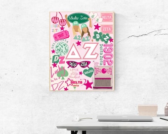 Póster de la hermandad Delta Zeta – Arte mural digital DZ – Gran regalo, Día de la puja, Decoración de dormitorio – Vida griega / Impresión Delta Zeta / Póster Delta Zeta