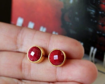 Ruby Bezel Set Stud Post Earrings.....LIMITED EDITION