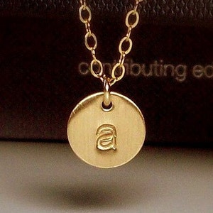 Initial Disc Gold Necklace - 14K Goldfilled/ Choose your Initial