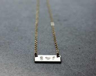 Bar Necklace - Initial Bar Necklace - 14K Goldfilled