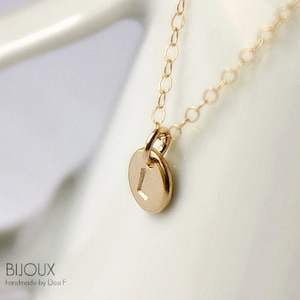 Tiny Initial Disc Necklace - 14K Goldfilled / Choose your Initial
