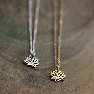 Tiny Lotus Flower Necklace- Your choice Gold or Silver