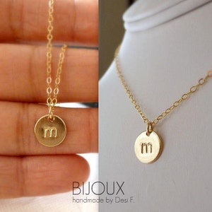 Initial Disc Gold Necklace - 14K Goldfilled/ Choose your Initial