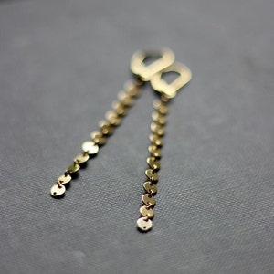 Long Modern Tiny Discs Earrings/ 14K Goldfilled or Sterling Silver