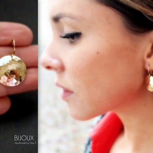 Disc Earrings - Hammered Disc Earrings- 14K Goldfilled