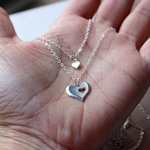 Mother Heart Necklace Double Strand Necklace Sterling Silver image 5