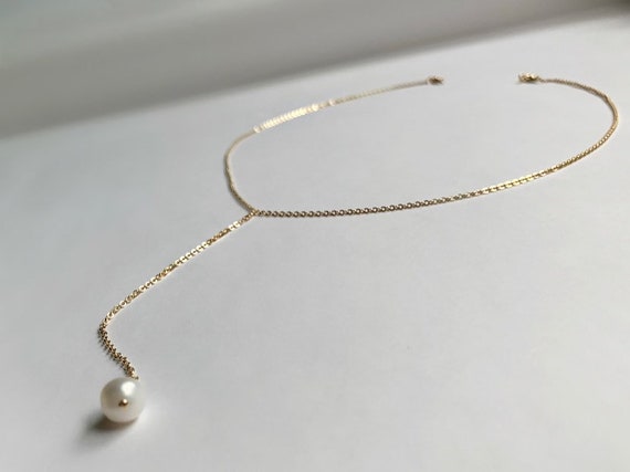 Cultured Freshwater Pearl Necklace Y-style Lariat 14k Yellow Gold Cultured Freshwater Pearl Necklace Y-style Lariat 14k Yellow Gold