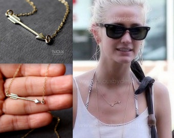 Arrow Necklace- Celebrity Style - Mixed Metals
