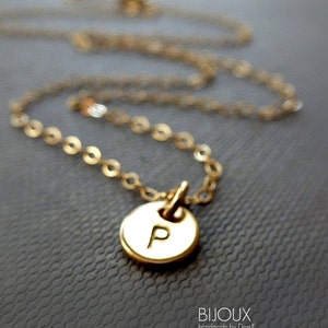 Tiny Initial Disc Necklace - 14K Goldfilled / Choose your Initial