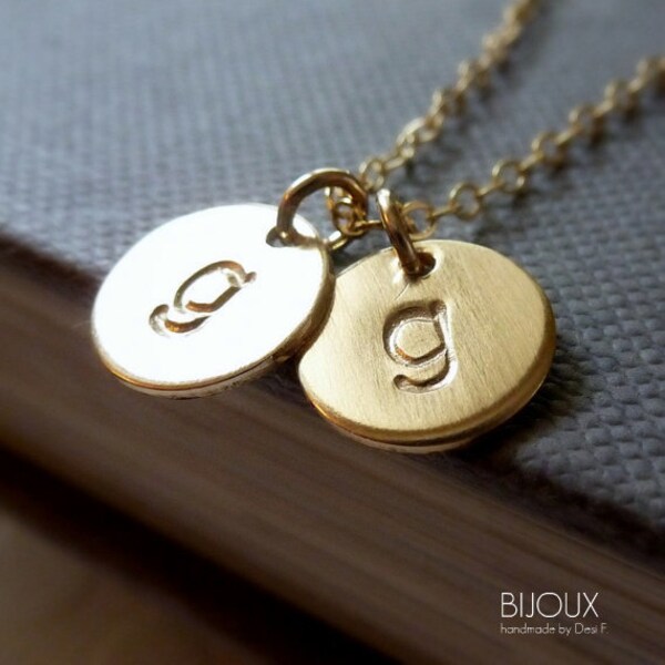 Initial Disc Necklace - Two Discs -14K Goldfilled