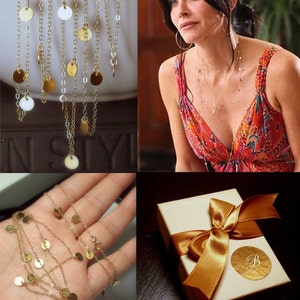 Courtney Cox Cougar Town Necklace Tiny Discs Long Gold Necklace CHOOSE your Length image 5