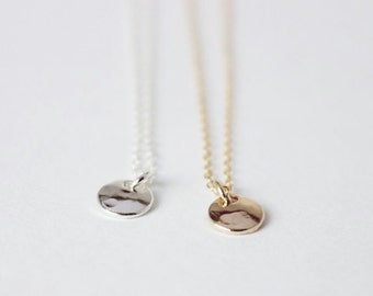 Tiny Disc Necklace - 14K Goldfilled OR 925 Sterling Silver - "Lumiere" Necklace