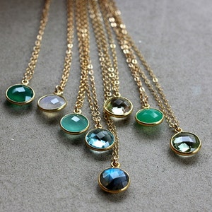 Gemstone Pendant Necklace - 14K Goldfilled