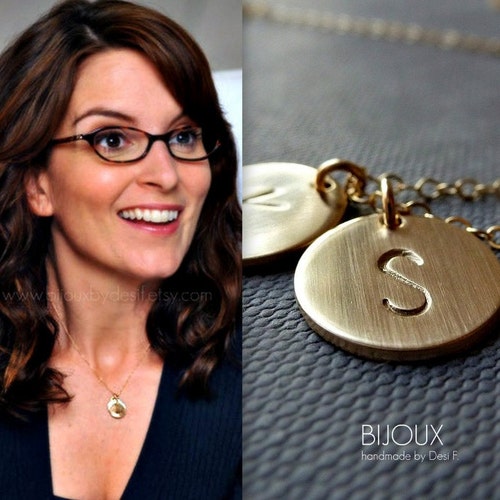 Two Discs Initial Necklace Celebrity 