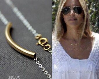 Tube Necklace- Celebrity Style Necklace- Choose Goldfilled or Mixed Metals