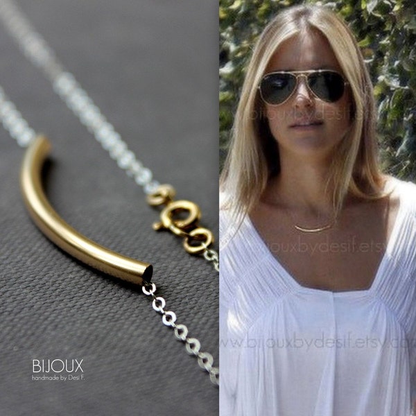 Tube Necklace- Celebrity Style Necklace- Choose Goldfilled or Mixed Metals