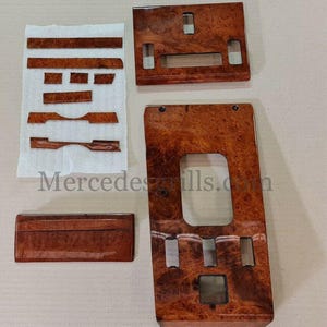 Mercedes W107 - R107, Chestnut wood, Burl Walnut and Zebrano, Birds Eye Maple interior sets, Genuine OEM quality veneer, 560 SL.