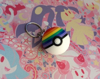 Rainbow Pokeball Keychain