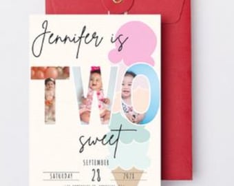 Custom Photo TWO sweet invitation